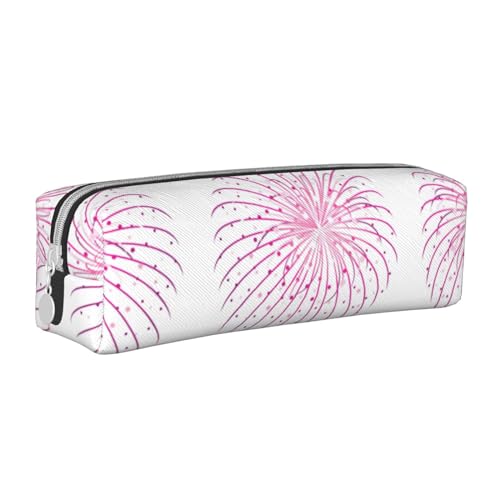 HLBSDM Federmäppchen mit Reißverschluss aus Leder mit Feuerwerk und großem Fassungsvermögen, langlebig, praktisch und tragbar von HLBSDM