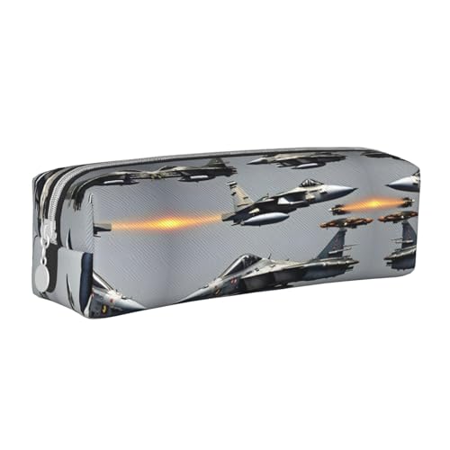HLBSDM Federmäppchen mit Reißverschluss aus Leder mit Flugzeug-Kampfjets und großem Fassungsvermögen, langlebig, praktisch und tragbar von HLBSDM