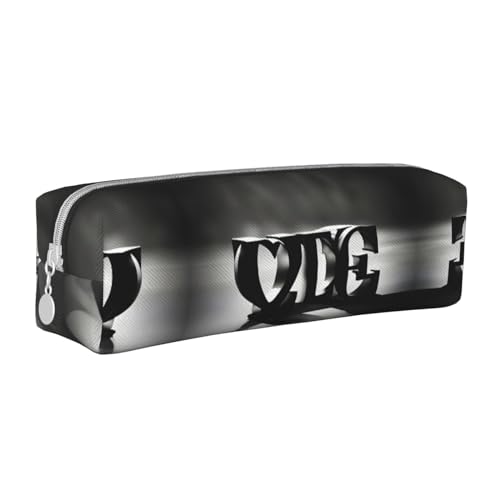 HLBSDM Federmäppchen mit Reißverschluss aus Leder mit Love Font und großem Fassungsvermögen, langlebig, praktisch und tragbar von HLBSDM