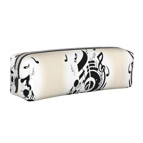 HLBSDM Federmäppchen mit Reißverschluss aus Leder mit Musiknoten und großem Fassungsvermögen, langlebig, praktisch und tragbar von HLBSDM