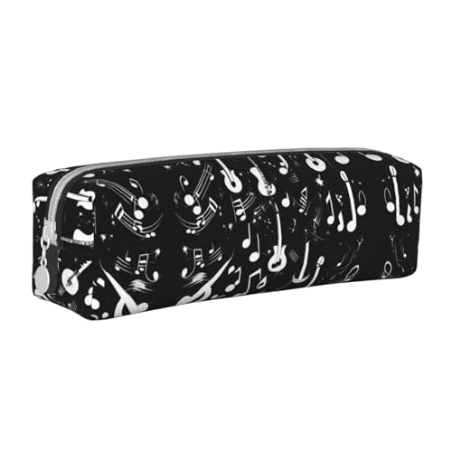 HLBSDM Federmäppchen mit Reißverschluss aus Leder mit Musiksymbolen und Liebe, großes Fassungsvermögen, langlebig, praktisch und tragbar von HLBSDM
