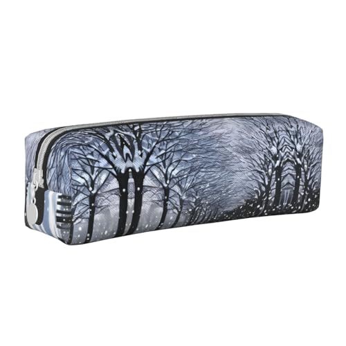 HLBSDM Federmäppchen mit Reißverschluss und Schneefall im Park, Leder, mit großem Fassungsvermögen, langlebig, praktisch und tragbar von HLBSDM
