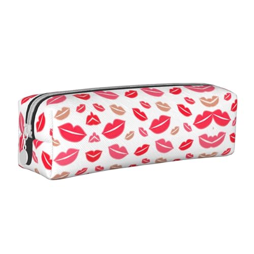 HLBSDM Federmäppchen mit Reißverschluss und großem Fassungsvermögen aus Leder mit Lippenmotiv, langlebig, praktisch und tragbar von HLBSDM