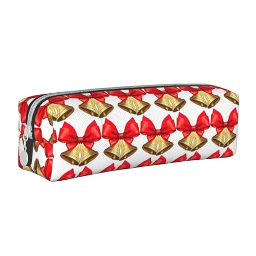 HLBSDM Federmäppchen mit Weihnachtsglocken, Leder, mit Reißverschluss, großer Kapazität, langlebig, praktisch und tragbar von HLBSDM
