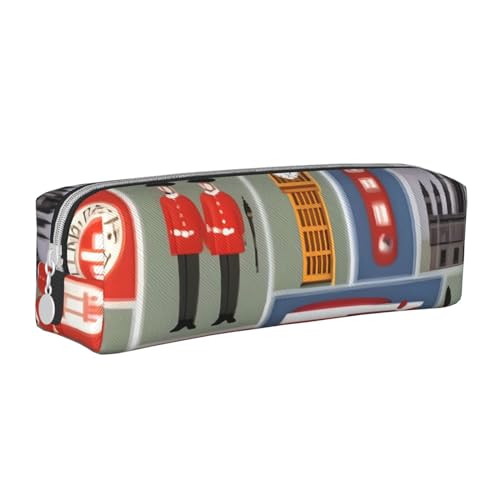 HLBSDM Federmäppchen mit englischen Symbolen, Leder, mit Reißverschluss, großes Fassungsvermögen, langlebig, praktisch und tragbar von HLBSDM