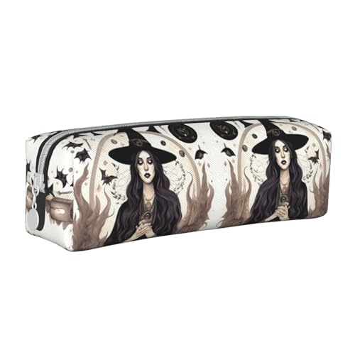 HLBSDM Federmäppchen mit magischer Hexe, Hexerei, böhmische Zeichnung, Leder, mit Reißverschluss, Stifttasche mit großem Fassungsvermögen, langlebig, praktisch und tragbar HLBSDM Federmäppchen mit magischer Hexe, Hexerei, böhmische Zeichnung, Leder, mit Reißverschluss, Stifttasche mit großem Fassungsvermögen, langlebig, praktisch und tragbar von HLBSDM