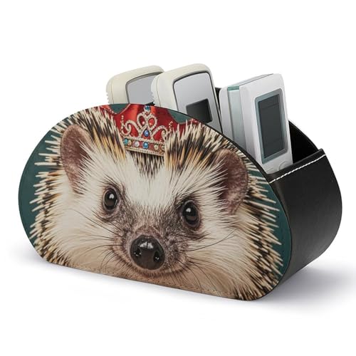 HLBSDM Fernbedienungshalter von Small Crown, Aufbewahrungsbox für TV-Fernbedienungen, Schreibtisch-Organizer aus Leder, Stifthalter aus PU, Schreibwaren-Organizer für Wohnzimmer und Büro (5 Fächer) von HLBSDM