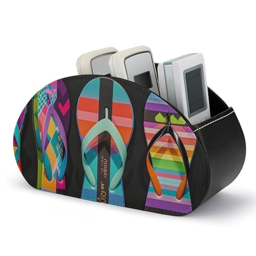 HLBSDM Flip-Flops-Fernbedienungshalter, Aufbewahrungsbox für TV-Fernbedienungen, Schreibtisch-Organizer aus Leder, Stifthalter aus PU, Schreibwaren-Organizer für Wohnzimmer und Büro (5 Fächer) von HLBSDM