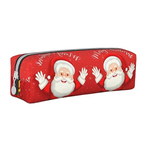 HLBSDM Frohe Weihnachten. Federmäppchen aus Leder mit Reißverschluss und großem Fassungsvermögen, langlebig, praktisch und tragbar von HLBSDM