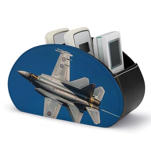 HLBSDM Jet Fighter-Fernbedienungshalter, Aufbewahrungsbox für TV-Fernbedienungen, Schreibtisch-Organizer aus Leder, Stifthalter aus PU, Schreibwaren-Organizer für Wohnzimmer und Büro (5 Fächer) von HLBSDM