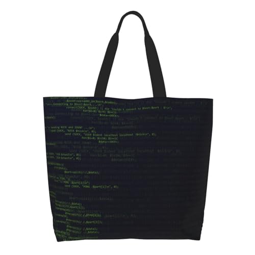 HLBSDM Lustige Einkaufstasche Programmierer Schultertasche Handtasche Einkaufen Lehrer Lebensmitteltaschen Einkaufstasche Canvas Tasche von HLBSDM