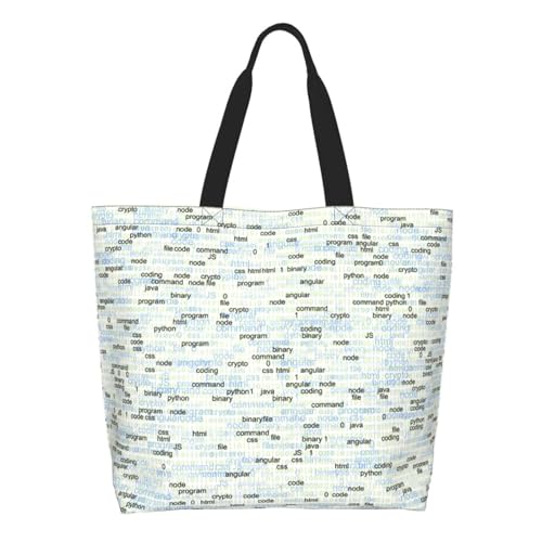 HLBSDM Lustige Einkaufstasche Programmierer Schultertasche Handtasche Einkaufen Lehrer Lebensmitteltaschen Einkaufstasche Canvas Tasche von HLBSDM