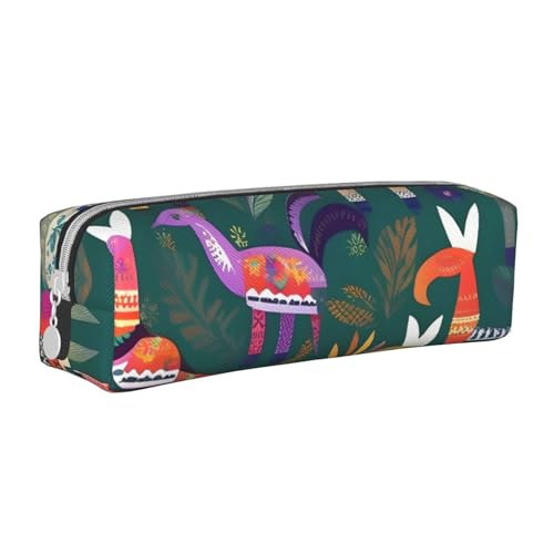 HLBSDM Mexikanisches Otomi-Federmäppchen aus Leder mit Reißverschluss und großem Fassungsvermögen, langlebig, praktisch und tragbar von HLBSDM