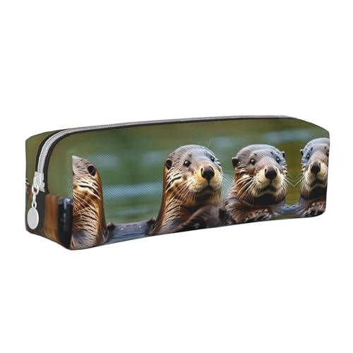 HLBSDM Otters Federmäppchen aus Leder mit Reißverschluss und großem Fassungsvermögen, langlebig, praktisch und tragbar von HLBSDM