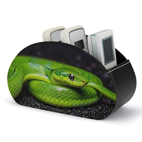 HLBSDM The Green Snake Fernbedienungshalter, TV-Fernbedienungs-Caddy-Aufbewahrungsbox, Schreibtisch-Organizer aus Leder, PU-Stiftehalter, Schreibwaren-Organizer für Wohnzimmer und Büro (5 Fächer) von HLBSDM