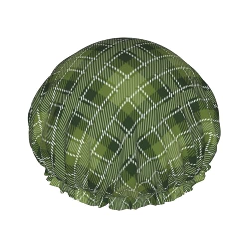 Haarhaube zum Duschen – grün karierte doppellagige Duschhaube, wiederverwendbar, wasserabweisend, große Duschhaube für Damen, Haarhaube zum Duschen mit PEVA-Futter und elastischem Seil Haarhaube zum Duschen – grün karierte doppellagige Duschhaube, wiederverwendbar, wasserabweisend, große Duschhaube für Damen, Haarhaube zum Duschen mit PEVA-Futter und elastischem Seil von HLBSDM