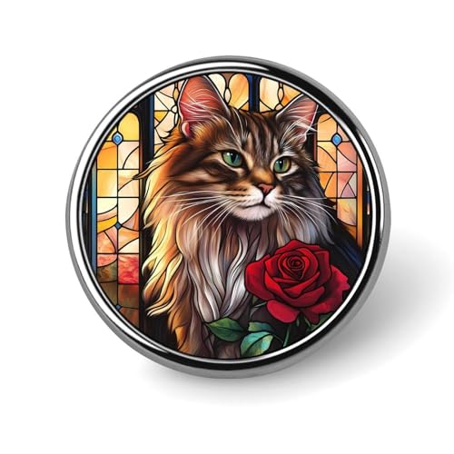Katzen-Rose-Glasfenster, kleiner runder Knopf, Anstecknadeln, Anstecker für Tasche, 2,5 cm, Hemdzubehör Katzen-Rose-Glasfenster, kleiner runder Knopf, Anstecknadeln, Anstecker für Tasche, 2,5 cm, Hemdzubehör von HLBSDM