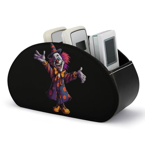 Niedlicher Fernbedienungshalter mit Cartoon-Clown, Aufbewahrungsbox für TV-Fernbedienungen, Schreibtisch-Organizer aus Leder, Stifthalter aus PU, Schreibwaren-Organizer für Wohnzimmer und Büro (5 F von HLBSDM