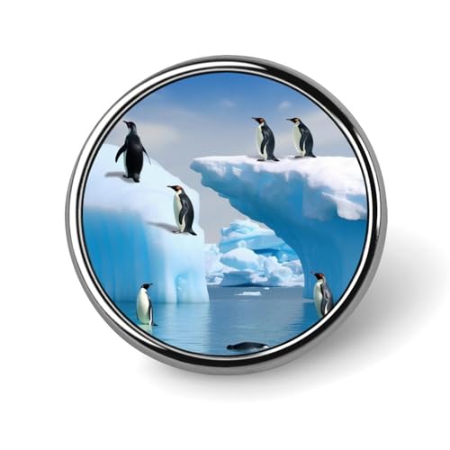 Pinguine auf dem Eisberg, runder Anstecker für Männer und Frauen, langlebige, stilvolle Anstecknadeln, leichte Metallanstecker für Hemden, Jacken, Hüte von HLBSDM