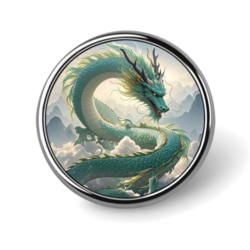 Qinglong Rundes Abzeichen für Männer und Frauen, langlebige, stilvolle Anstecknadeln, leichte Metallabzeichen für Hemden, Jacken und Hüte von HLBSDM