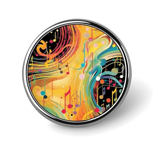 Rundes Anstecker mit abstraktem Musikthema für Männer und Frauen. Langlebige, stilvolle Anstecknadeln. Leichte Metallanstecker für Hemden, Jacken und Hüte. von HLBSDM