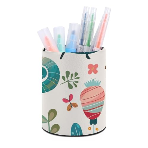 Stifthalterständer für den Schreibtisch, Bleistifthalter, Schreibtisch-Organizer, Cartoon-Motiv, kleines Insekt, Leder, Stiftebecher, Schreibwaren-Organizer, Aufbewahrungsbox für Kunstbedarf, Caddy von HLBSDM