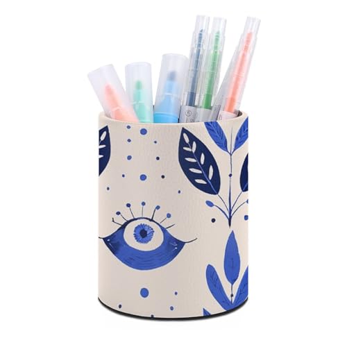 Stifthalterständer für den Schreibtisch, Bleistifthalter, Schreibtisch-Organizer, blaues Augenmuster, Leder, Stiftebecher, Schreibwaren-Organizer, Aufbewahrungsbox für Kunstbedarf, Caddy für Büro u von HLBSDM