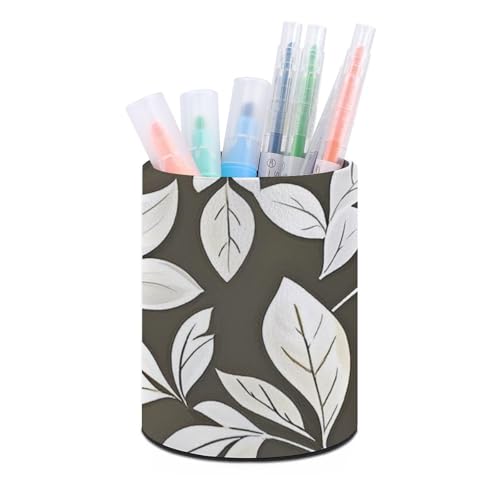 Stifthalterständer für den Schreibtisch, Bleistifthalter, Schreibtisch-Organizer, die Form der Blätter, Leder-Stiftebecher, Schreibwaren-Organizer, Aufbewahrungsbox für Kunstbedarf, Caddy für Büro von HLBSDM