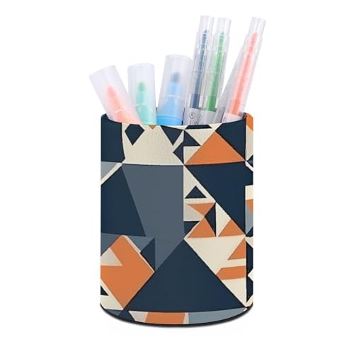 Stifthalterständer für den Schreibtisch, Bleistifthalter, Schreibtisch-Organizer, gespleißte geometrische Formen, Leder, Stiftebecher, Schreibwaren-Organizer, Aufbewahrungsbox für Kunstbedarf, Cadd von HLBSDM