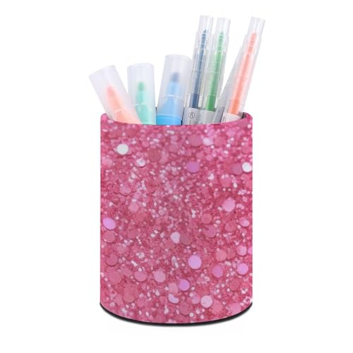 Stifthalterständer für den Schreibtisch, Stiftehalter, Schreibtisch-Organizer, funkelnd rosa, glitzernder Stiftebecher aus Leder, Schreibwaren-Organizer, Aufbewahrungsbox für Kunstbedarf, Caddy für von HLBSDM