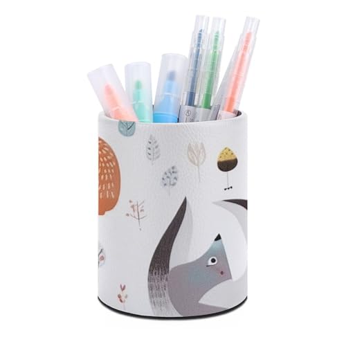 Stifthalterständer für den Schreibtisch, Stifthalter, Schreibtisch-Organizer, Tierbild, Leder, Stiftebecher, Schreibwaren-Organizer, Aufbewahrungsbox für Kunstbedarf, Caddy für Büro und Zuhause von HLBSDM
