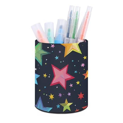 Stifthalterständer für den Schreibtisch, Stifthalter, Schreibtisch-Organizer, einfache bunte Sterne, Leder, Stiftebecher, Schreibwaren-Organizer, Aufbewahrungsbox für Kunstbedarf, Caddy für Büro un von HLBSDM