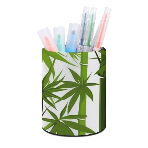 Stifthalterständer für den Schreibtisch, Stifthalter, Schreibtisch-Organizer, grüner Druck, tropische Naturpflanze, Leder, Stiftebecher, Schreibwaren-Organizer, Aufbewahrungsbox für Kunstbedarf, Ca von HLBSDM