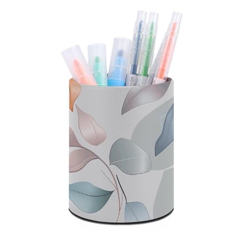 Stifthalterständer für den Schreibtisch, Stifthalter, Schreibtisch-Organizer, verschiedene Blattmuster, Leder, Stiftebecher, Schreibwaren-Organizer, Aufbewahrungsbox für Kunstbedarf, Caddy für Büro von HLBSDM