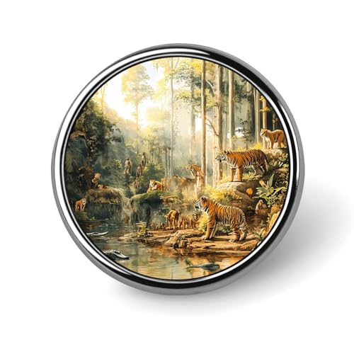 Tiger, Krokodil, Löwe, Affe, kleiner runder Knopf, Anstecknadeln, Anstecker für Tasche, 2,5 cm, Hemdzubehör Tiger, Krokodil, Löwe, Affe, kleiner runder Knopf, Anstecknadeln, Anstecker für Tasche, 2,5 cm, Hemdzubehör von HLBSDM