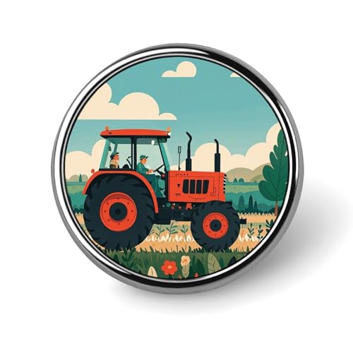 Traktor-Landwirtschaft-Abzeichen, rund, für Männer und Frauen, langlebig, stilvoll, Anstecknadeln, leichte Metallabzeichen für Hemden, Jacken, Hüte von HLBSDM