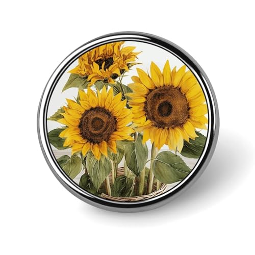 Verführerische Sonnenblumen, runder Sommer-Anstecker für Männer und Frauen, langlebige, stilvolle Anstecknadeln, leichte Metall-Anstecker für Hemden, Jacken, Hüte von HLBSDM