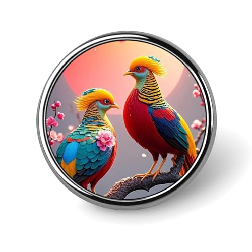 Wunderschöner runder Anstecker mit Kuckucksvogelmotiv für Männer und Frauen, langlebige, stilvolle Anstecknadeln, leichte Metallanstecker für Hemden, Jacken, Hüte von HLBSDM