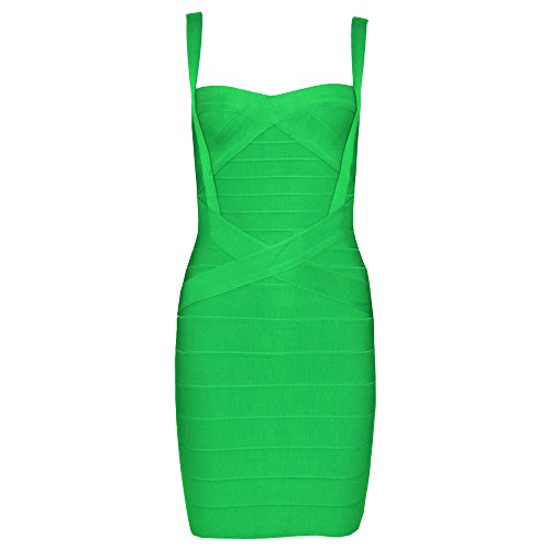 HLBandage Frauen Isolationsschlauch Bügel Fest Mini Kunstseide Verband-Kleid(S,Grün) von HLBandage