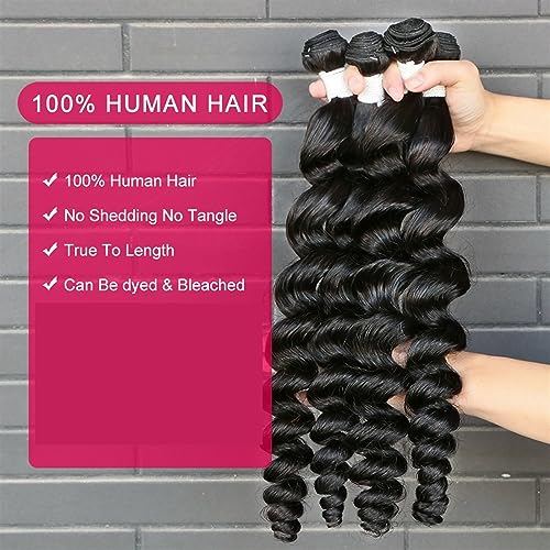 Echthaarbündel Rohe Peruanische Haarwebart Bundles Menschliches Haar Bundles 30 Zoll Lose Welle Bundle Remy Extensions1/ 3/4 Bundles for Frauen Haarverlängerungen (Size : 18 18 18 18) von HLHLOP777