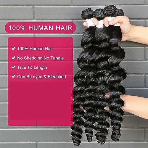 Echthaarbündel Rohe Peruanische Haarwebart Bundles Menschliches Haar Bundles 30 Zoll Lose Welle Bundle Remy Extensions1/ 3/4 Bundles for Frauen Haarverlängerungen (Size : 22 22 22 22) von HLHLOP777