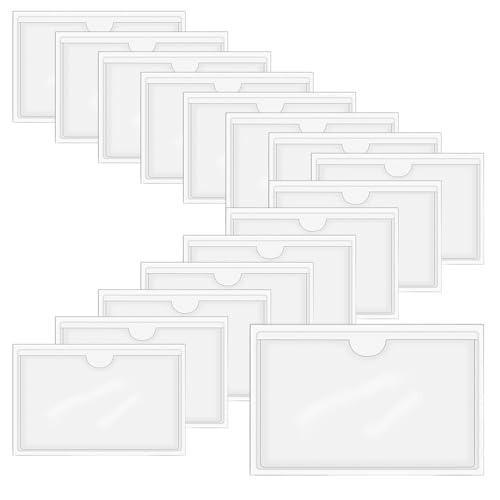 HLIWS Selbstklebend Visitenkarten Taschen-16 Stück Etikettenhalter SelbstklebendTransparent Scheckkartenhülle,zum Schutz Ihrer Karten oder Fotos(Innenformat:12.8x8.6cm) von HLIWS