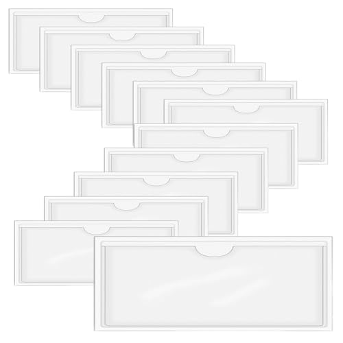 HLIWS Selbstklebetasche,12 Stück Horizontaler Transparent Kartenhülle,Etikettenhalter Selbstklebend,zum Schutz Ihrer Karten oder Fotos(Innere Größe:22.3 * 9.5cm) von HLIWS