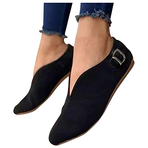 HLIYY Damen Flache Ballerina Slip On Flache Schuhe Pointed-Toe Lässige Geschlossene Ballerinas Klassische Freizeitschuhe Elegante Leichte Mokassins Bequem Halbschuhe Bootsschuhe Low Top Slippers von HLIYY