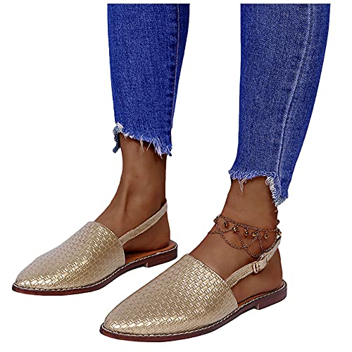 HLIYY Damen Slip On Slingback Pumps Pointed-Toe Flache Schuhe Lässige Freizeitschuhe Geschlossene Flache Ballerinas Elegante Leichte Klassische Bootsschuhe Low Top Slippers für Frauen, Gold, 42 EU HLIYY Damen Slip On Slingback Pumps Pointed-Toe Flache Schuhe Lässige Freizeitschuhe Geschlossene Flache Ballerinas Elegante Leichte Klassische Bootsschuhe Low Top Slippers für Frauen, Gold, 42 EU von HLIYY