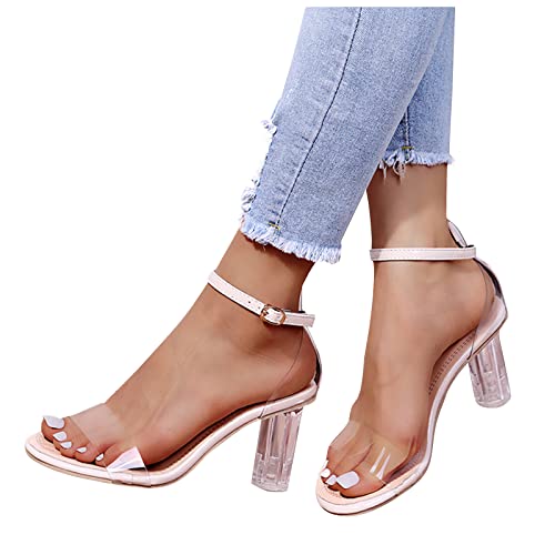 HLIYY Sandalen Damen Pumps Elegante Durchsichtigem Sommerschuhe Mit Blockabsatz Offene Schuhe Modische Abendschuhe Strandsandalen für Frauen HLIYY Sandalen Damen Pumps Elegante Durchsichtigem Sommerschuhe Mit Blockabsatz Offene Schuhe Modische Abendschuhe Strandsandalen für Frauen von HLIYY