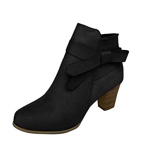 HLIYY Stiefeletten Damen Kurzschaft Stiefel Mit Absatz Ankle Boots Mit Reißverschluss Kurzstiefel Bogenknoten Ankle Boots Schuhe Für Frauen Herbst Winter Winterstiefel Bequem Schuhe von HLIYY