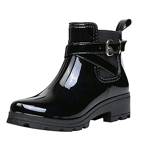 Regenstiefel Damen HLIYY Frauen rutschfest Gummistiefel Regenstiefel Wasserdicht Stiefeletten Klassische Elegante Kurzstiefel Freizeit Modische Mode-Stiefel Bequeme Herbst Winter Schuhe von HLIYY