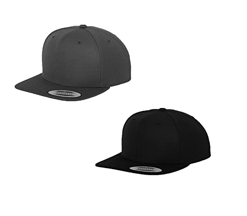 2er Flexfit Snapback Unisex Classic Cap 2-Tone Cap | viele Farbsets | Einheitsgröße | + GRATIS HLKauf Block (Farbe: 1x Darkgrey & 1x Black & 1x HLKauf Block) von HLKauf