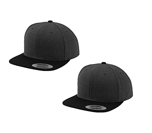 2er Flexfit Snapback Unisex Classic Cap 2-Tone Cap | viele Farbsets | Einheitsgröße | + GRATIS HLKauf Block (Farbe: 2X Charcoal/Black & 1x HLKauf Block) von HLKauf